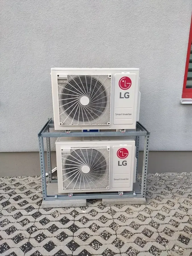 Outdoor units mounted on a frame