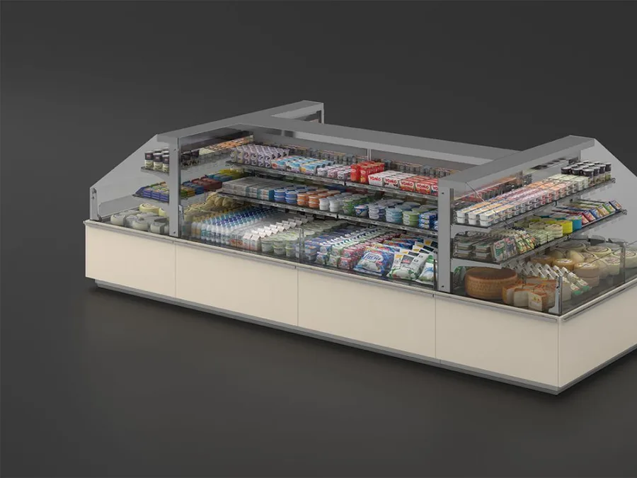 Glass display case in retail
